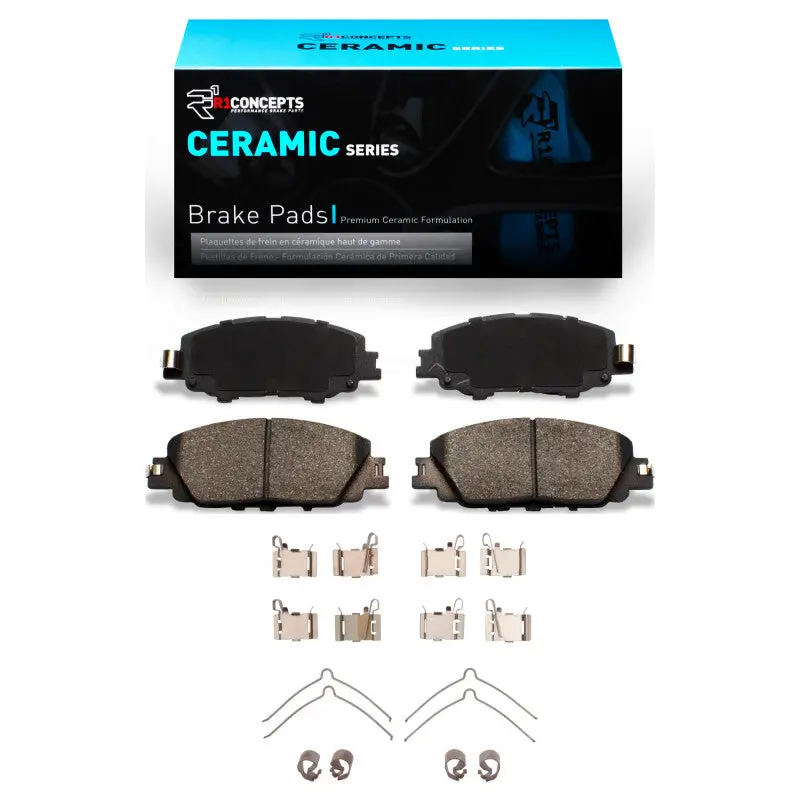 R1 Ceramic Brake Pad & Hardware Kit — Front Axle For 2019–2025 Toyota Corolla (Mexican Market) 1