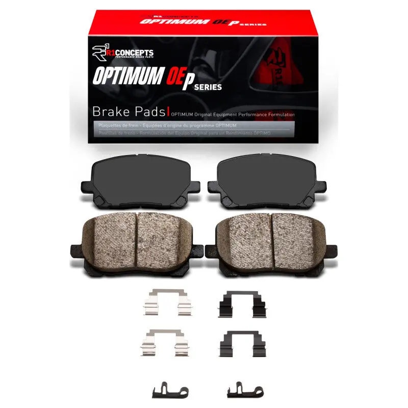 R1 Optimum Oe Front Brake Pad & Hardware Kit For 2003–2008 Pontiac Vibe 1