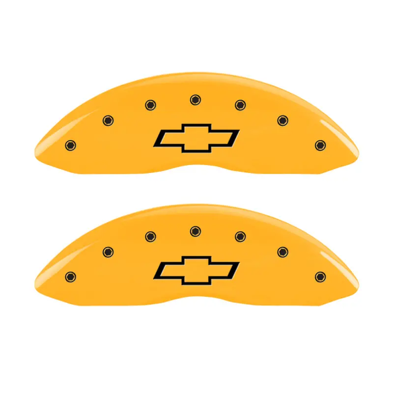 Mgp 4 Caliper Covers Engraved Front & Rear Bowtie Yellow Finish Black Char 2000 Chevrolet Camaro 1