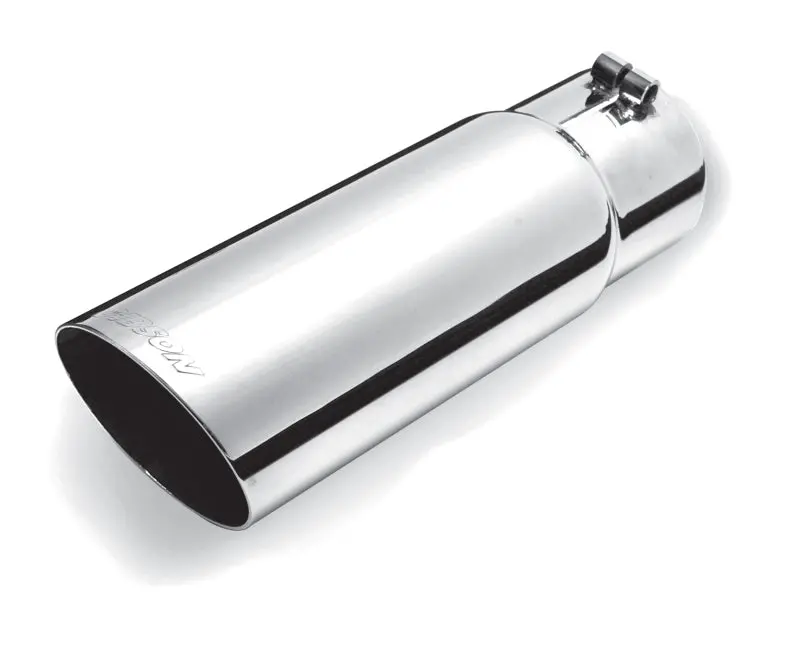 Gibson Stainless Steel Round Single-Wall Exhaust Tip – 4" Od, 2.5" Inlet, 12" Angle-Cut Length 1