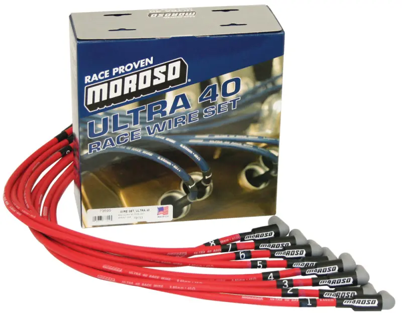 Moroso Chevrolet Small Block (Sprint Car) Ignition Wire Set - Ultra 40 - Unsleeved - Hei - Red 1