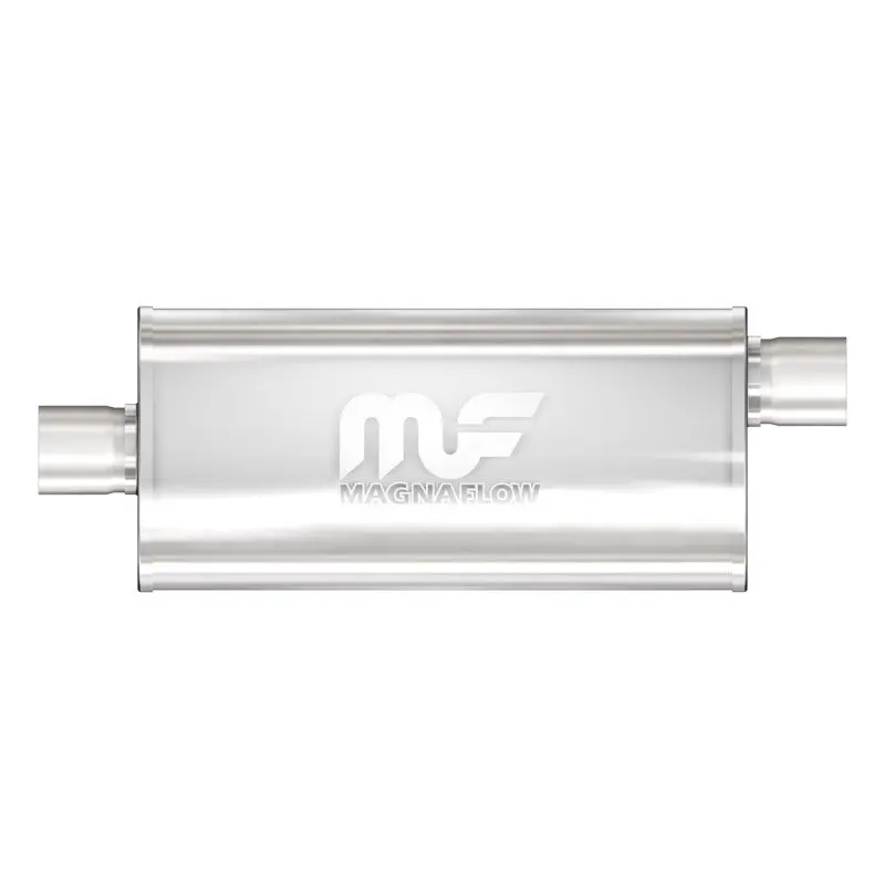 Magnaflow Stainless Steel Oval Muffler — 5X8 Inch, 14-Inch Body Length, Dual 2.5-Inch Inlet/Outlet 1