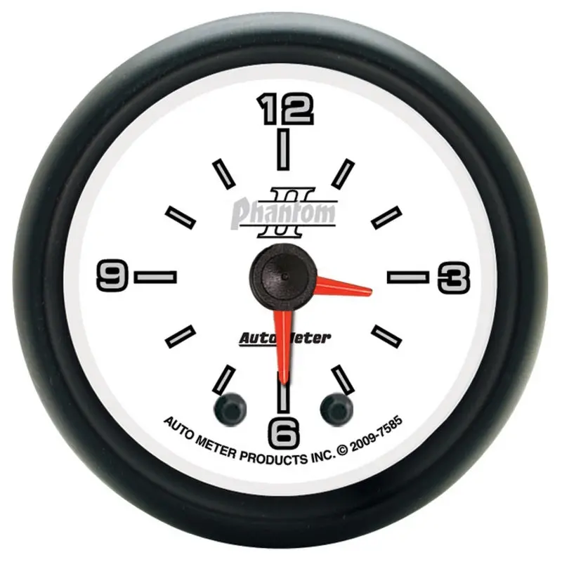 Autometer Phantom Ii Analog Clock Gauge – 2-1/16″ Diameter, 12-Hour Format 1