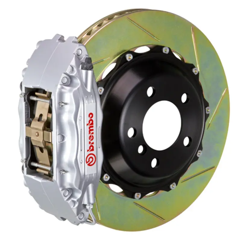 Brembo Front Big Brake Kit For 2000–2002 Audi S4 – 4-Piston Calipers, 355X32Mm Slotted 2-Piece Rotors, Silver Finish 1