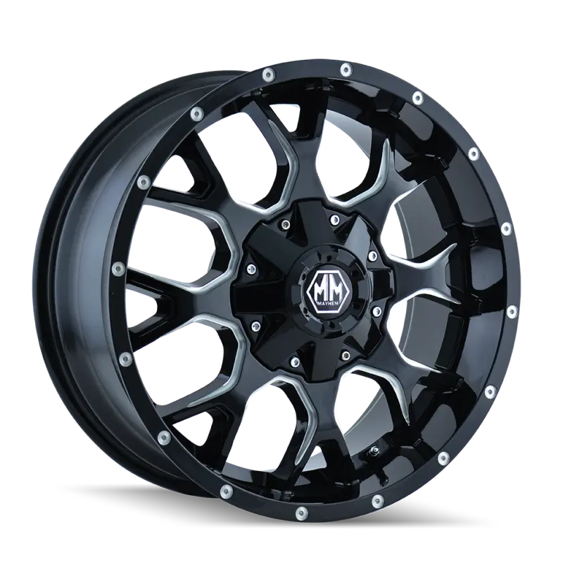 Mayhem 8015 Warrior Off-Road Wheel – 17X9", 8X165.1 Bolt Pattern, +18Mm Offset, Gloss Black With Milled Face 1